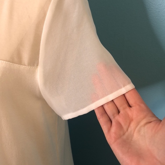 PREMISE Ivory Short Sleeve Sheer/Knit Top Size XS - Picture 8 of 12
